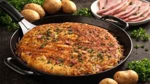 Готовлю картофельный пирог с ветчиной: сытное блюдо на всю семью, которое не занимает много времени