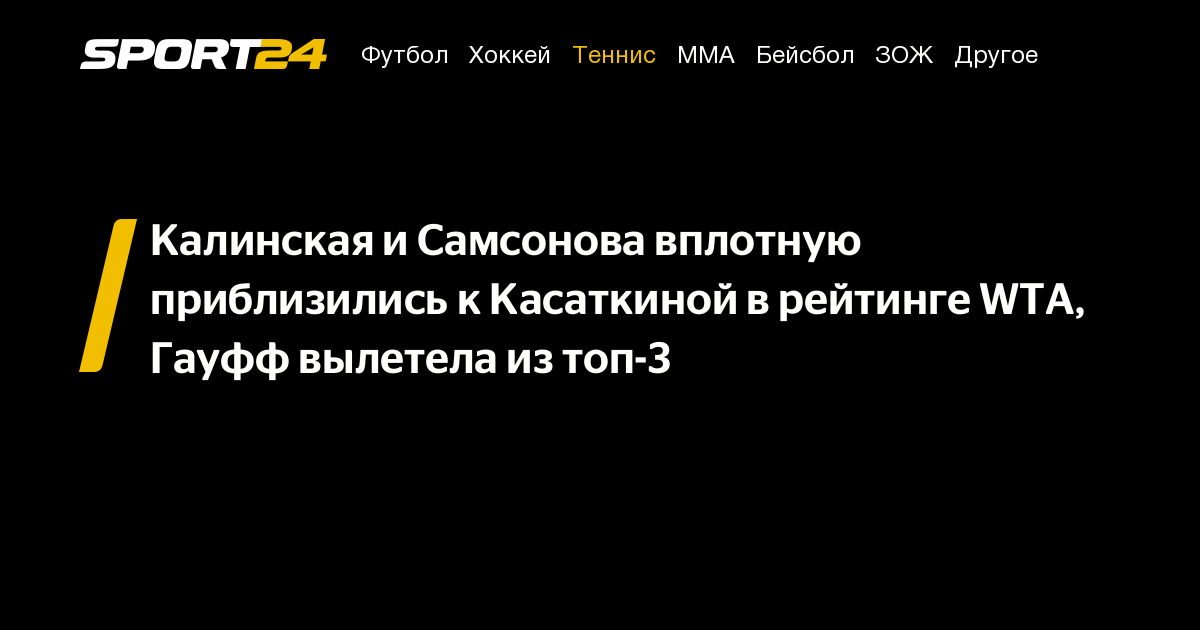 Калинская и Самсонова вплотную приблизились к Касаткиной в рейтинге WTA, Гауфф вылетела из топ-3 – Sport24