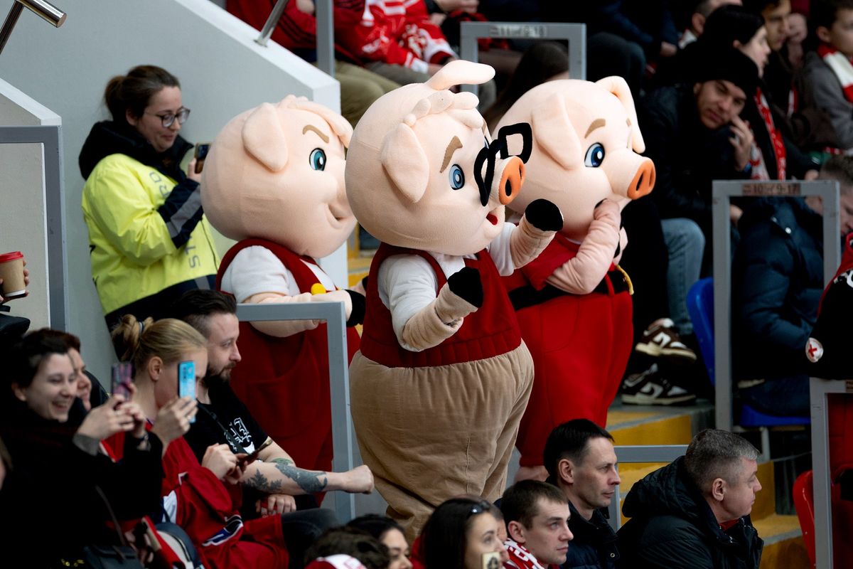 Кулачное побоище после сирены, горячая красавица на льду, поросята на трибуне! «Спартак» — «Локомотив»: фото