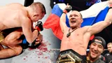 Петр Ян разбивает Альдо, забирает пояс UFC и выносит флаг России в клетку. Главные фото победы русского чемпиона