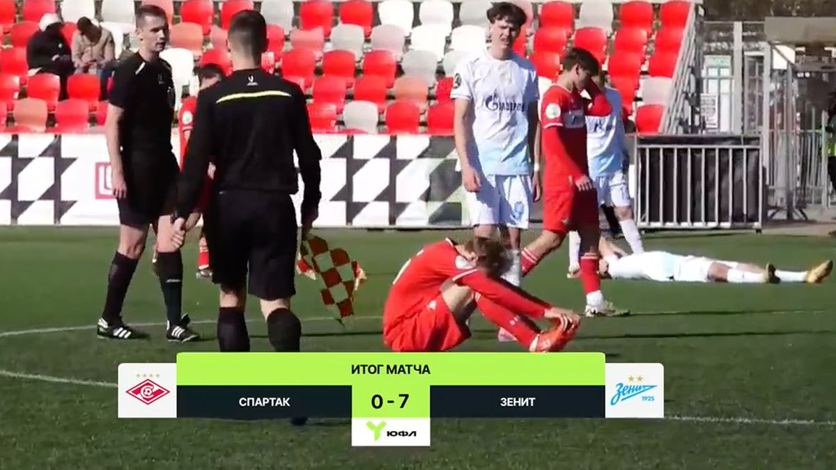 Зенит разгромил Спартак со счетом 7:0 в Москве в матче ЮФЛ U-17