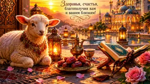 14 новых красивых открыток на Курбан-Байрам в разных стилях: поздравьте близких в мессенджерах